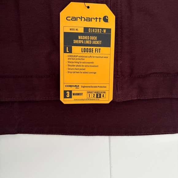 Carhartt Women’s Loose Fit Washed Hooded Duck Jacket in BlackBerry Purple - Picture 5 of 16